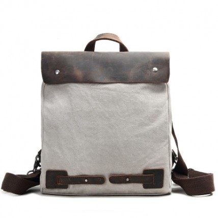 P15 CYRIELLE™ Damski plecak  płótno - skóra naturalna. Kolor: biały, kawowy